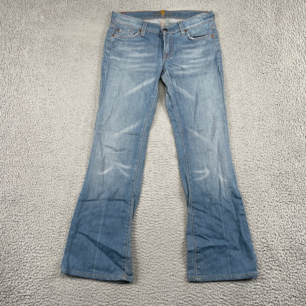 7 For All Mankind Jeans Womens 27 Blue Bootcut Low Rise Whiskered Denim 103063